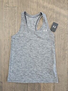 New Under Armour Women's Heather Grey Racerback Tank Top Sz Medium
